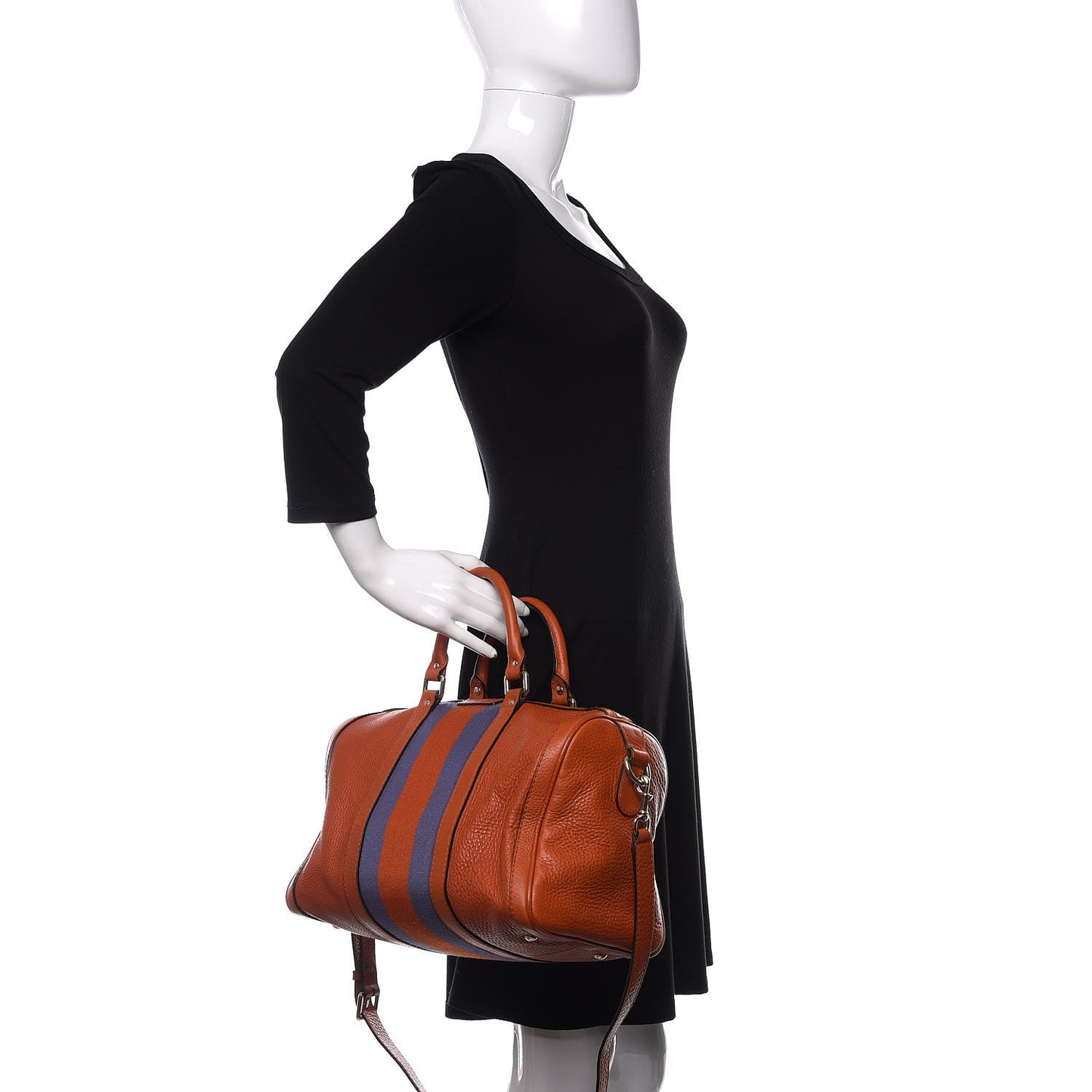 Calfskin Vintage Web Medium Boston Orange Blue
