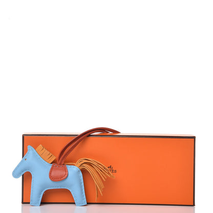 Hermes Milo Lambskin Grigri Rodeo Horse Bag Charm PM Celeste Naturel Bouton D'Or Cornaline 3 of 3