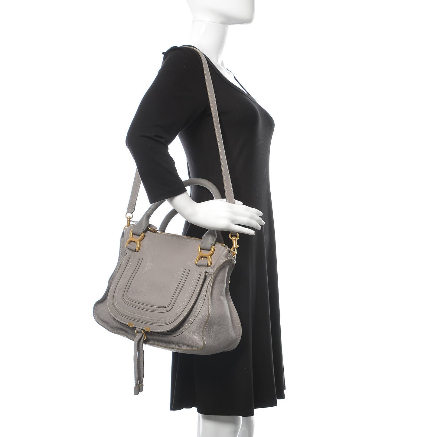 Calfskin Medium Marcie Satchel Cashmere Grey