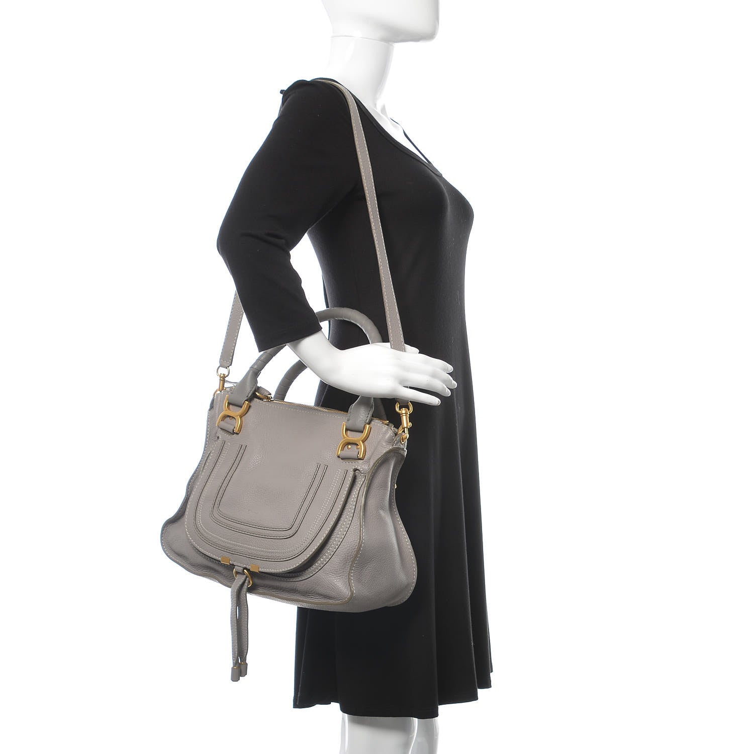 Chloe Calfskin Medium Marcie Satchel Cashmere Grey 2 of 8