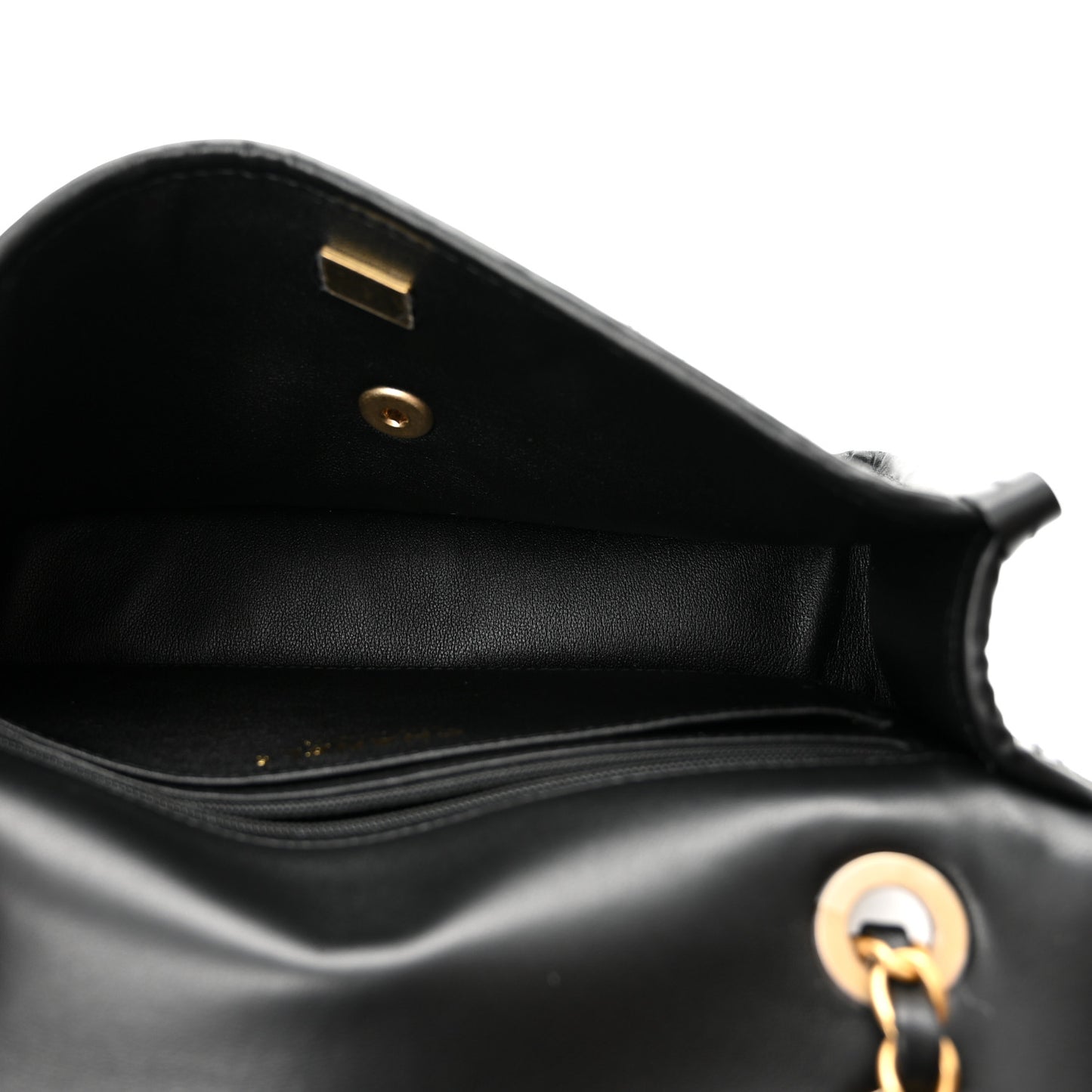 Metallic Lambskin Viscose Woven Flap Silver Black