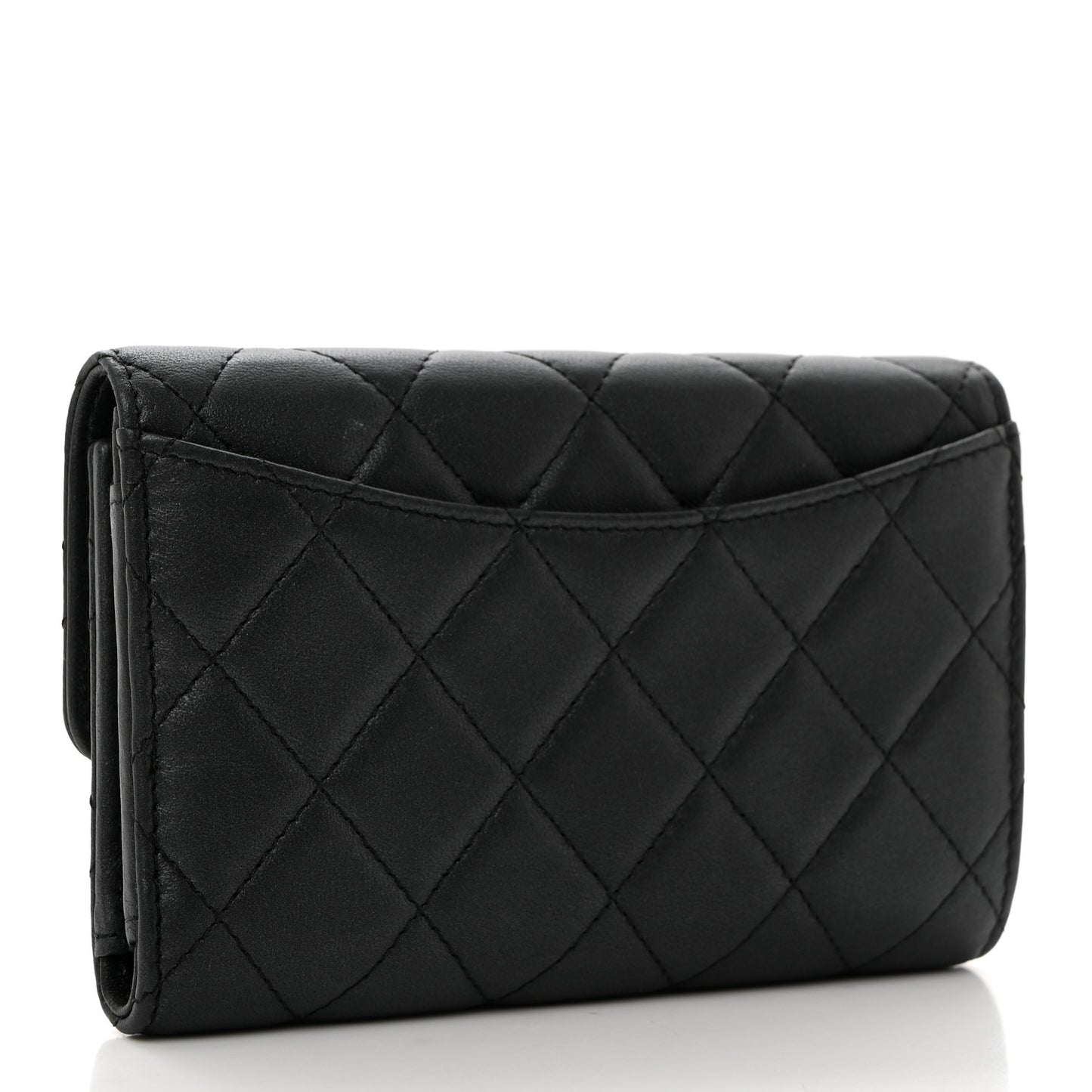 Lambskin Quilted Medium Flap Wallet So Black