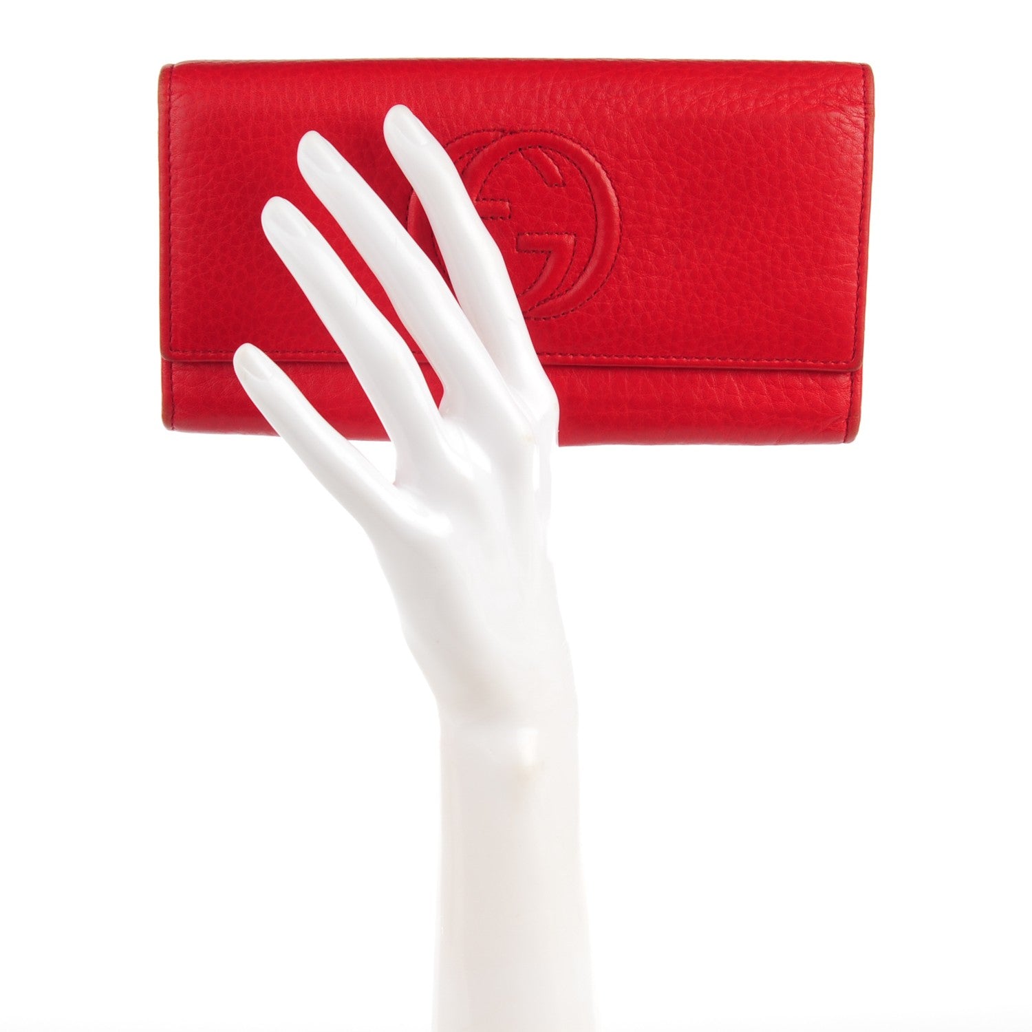 Gucci Pebbled Calfskin Soho Continental Wallet Red 3 of 10