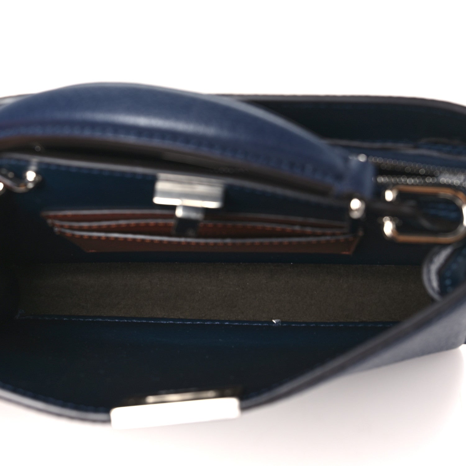 Fendi Cuoio Romano Vitello Cover Bi-Color Peekaboo I See U X Cross Satchel Navy 5 of 11