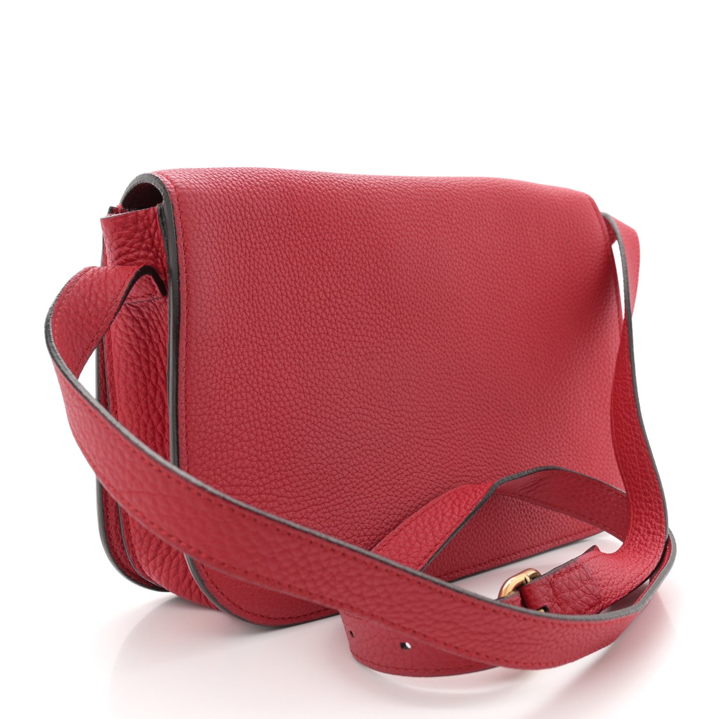 Grained Calfskin Large Bright Bit Flap Bag Red