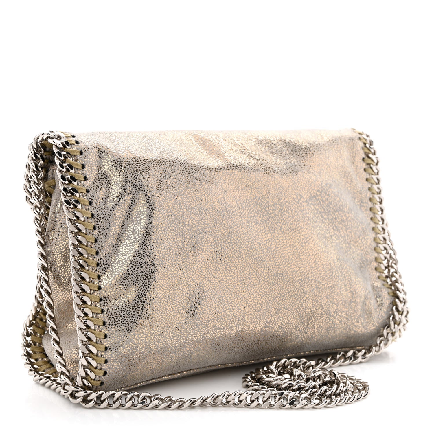 Stella McCartney Metallic Shaggy Deer Mini Falabella Fold Over Tote Gold 3 of 11