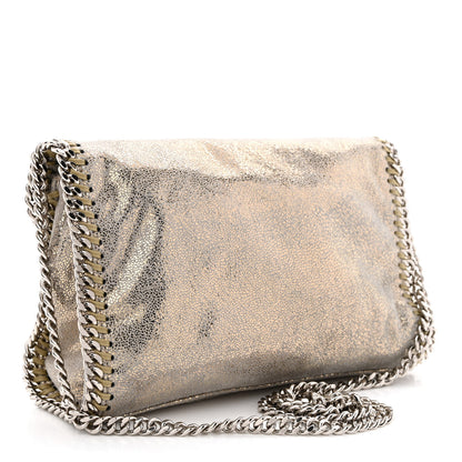 Stella McCartney Metallic Shaggy Deer Mini Falabella Fold Over Tote Gold 3 of 11
