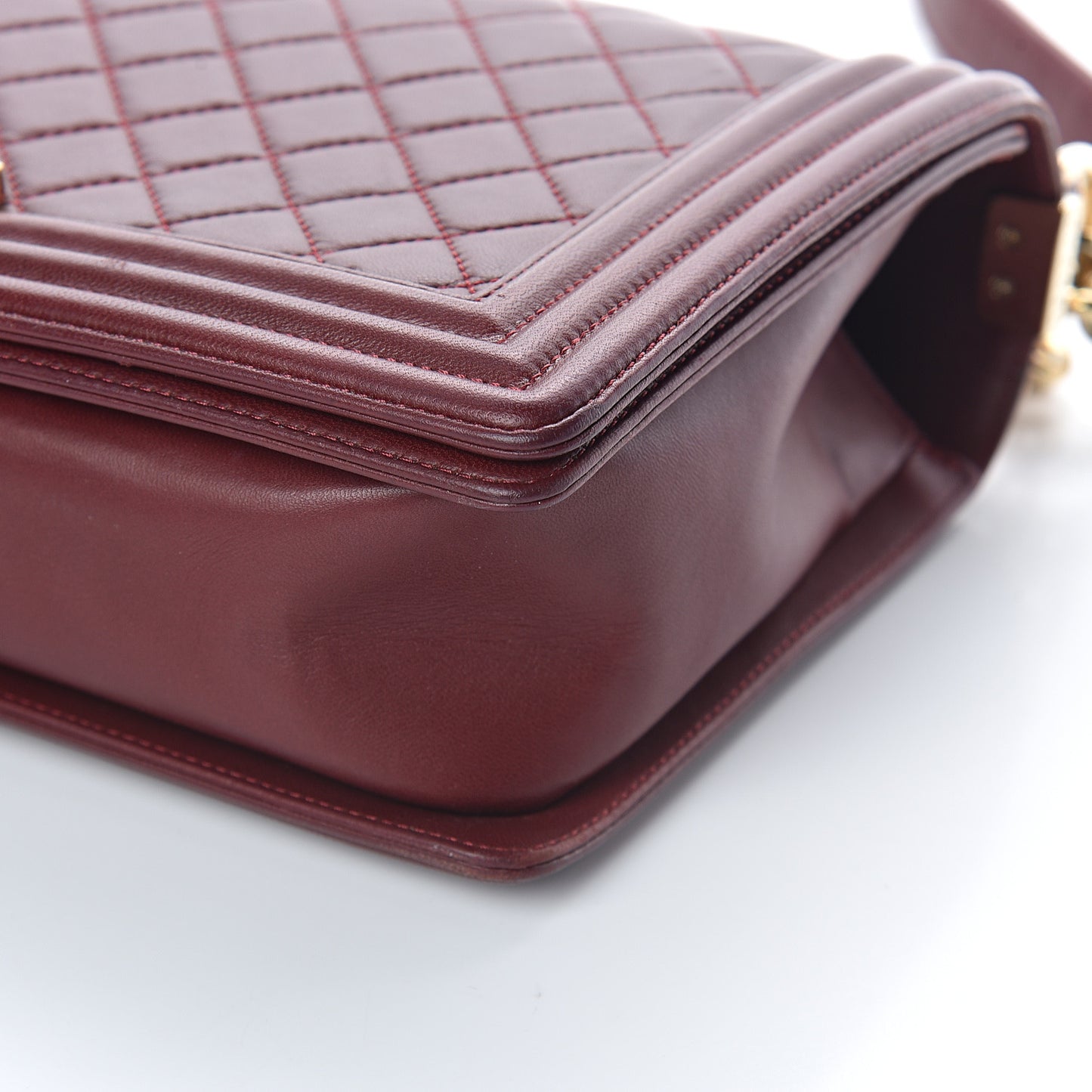 Lambskin Quilted New Medium Boy Flap Dark Red