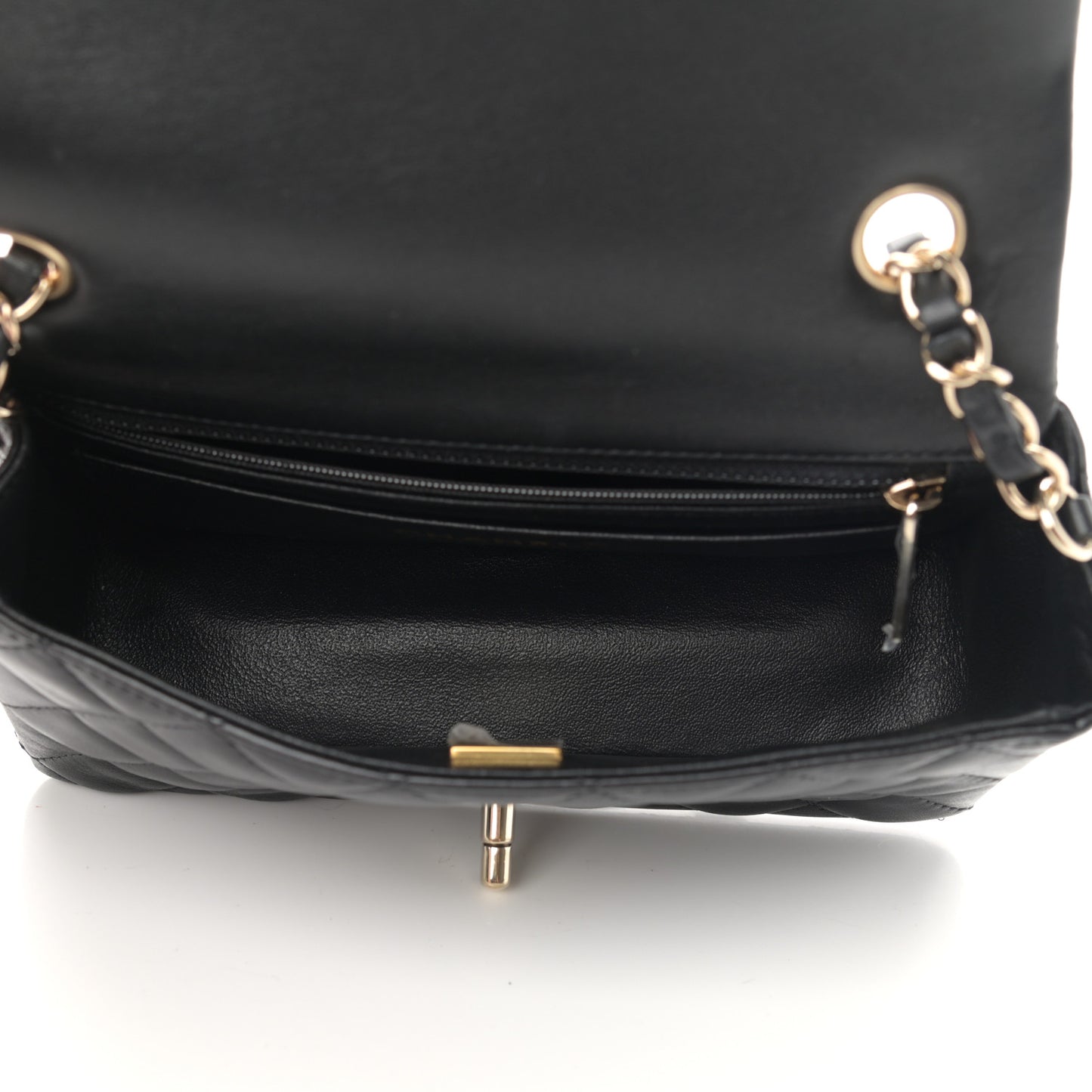 Lambskin Quilted Mini Rectangular Flap Black