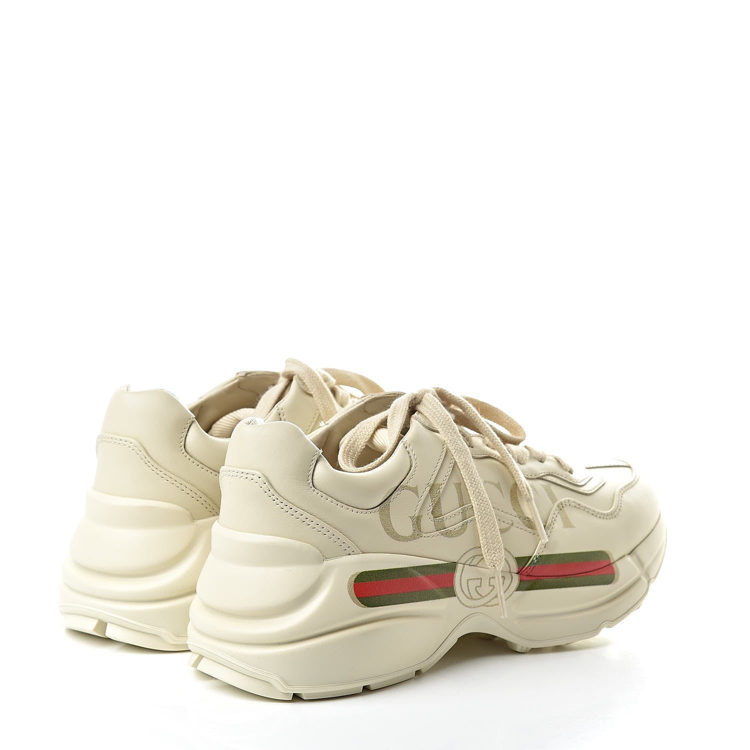 Gucci Calfskin Logo Womens Rhyton Sneakers 35 Ivory 4 of 8