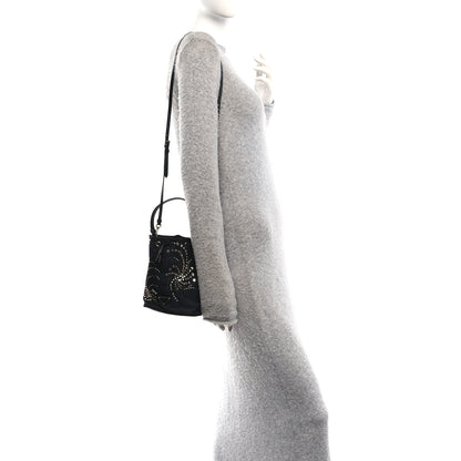 Prada Tessuto Saffiano Ricamo Sequin Crystal Embellished Mini Re-Edition 1978 Bucket Bag Black 2 of 9