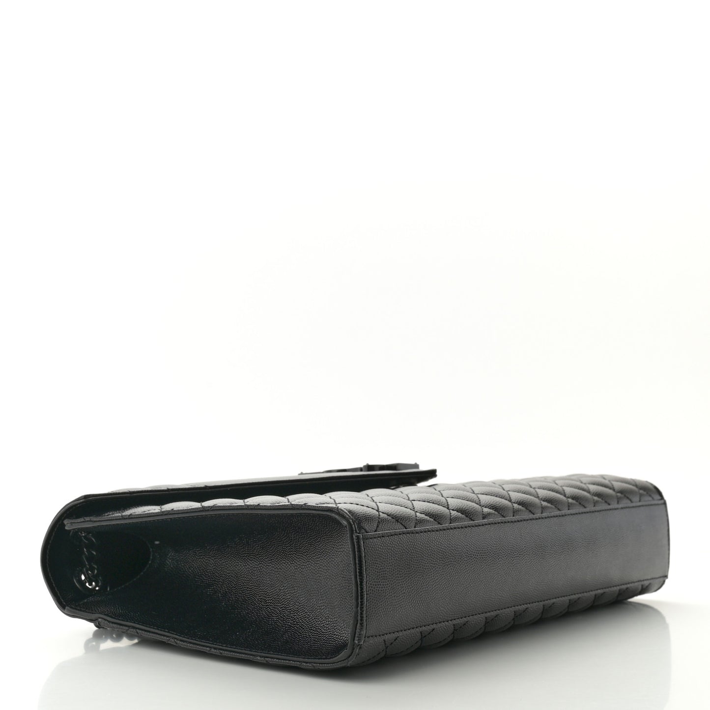 Grain De Poudre Textured Mixed Matelasse Large Triquilt Monogram Monochrome Satchel Black