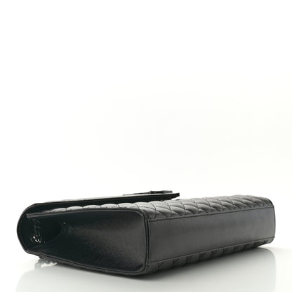 Saint Laurent Grain De Poudre Textured Mixed Matelasse Large Triquilt Monogram Monochrome Satchel Black 4 of 9