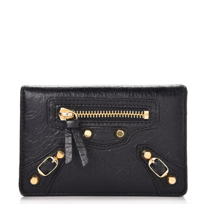Balenciaga Agneau Classic Gold Hardware Card Case Black 1 of 8