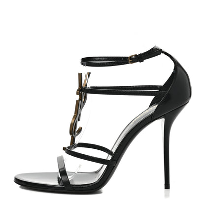 Saint Laurent Cassandra Ankle Strap Sandals 41 Black Gold 1 of 7