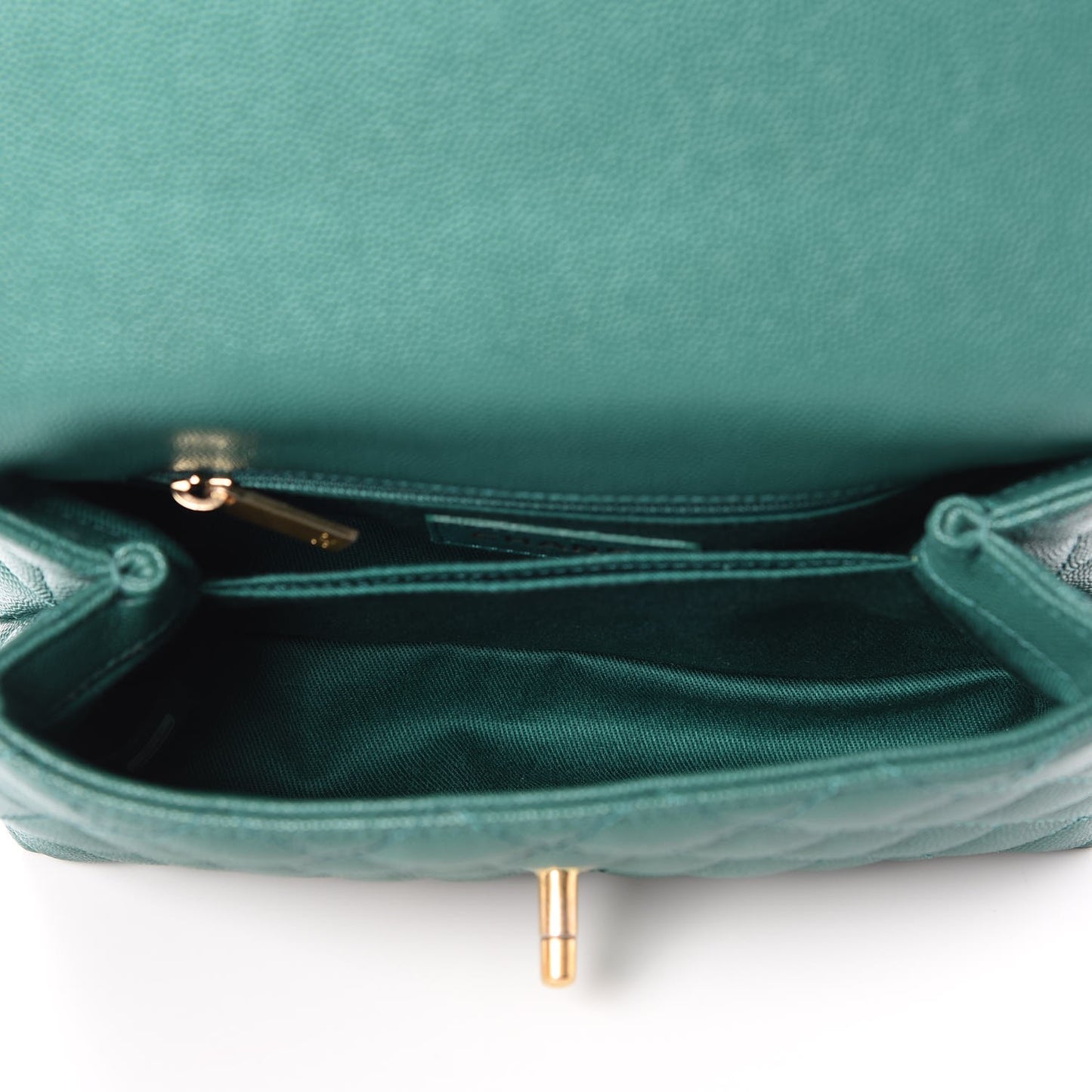 Caviar Quilted Mini Coco Handle Flap Green