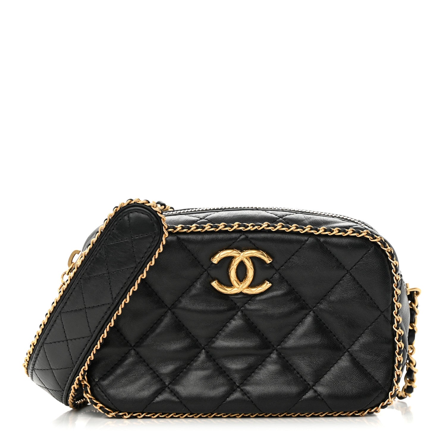 Chanel Lambskin Quilted Chain CC Mini Camera Case Black 1 of 14