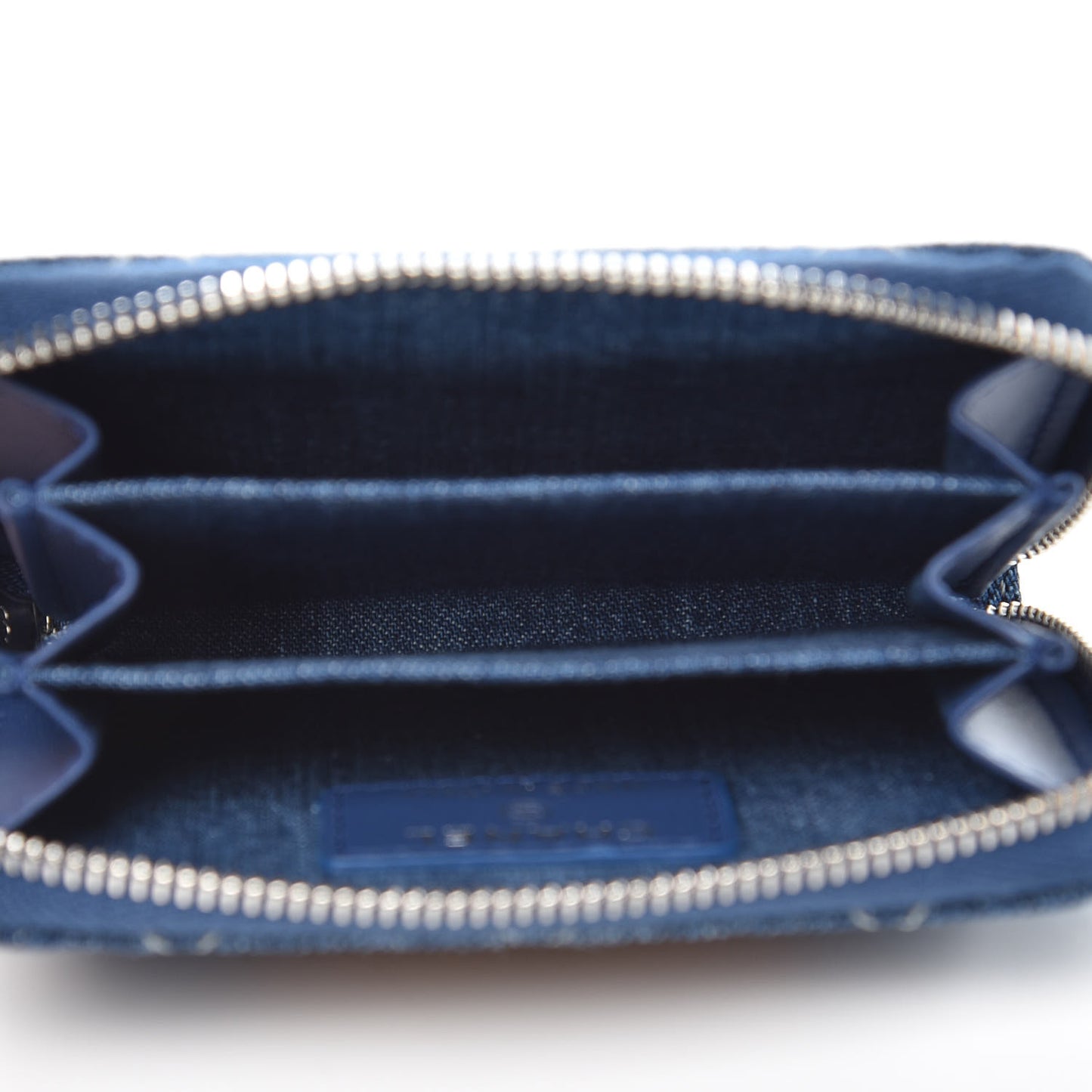 Denim Quilted Zip Coin Purse Blue