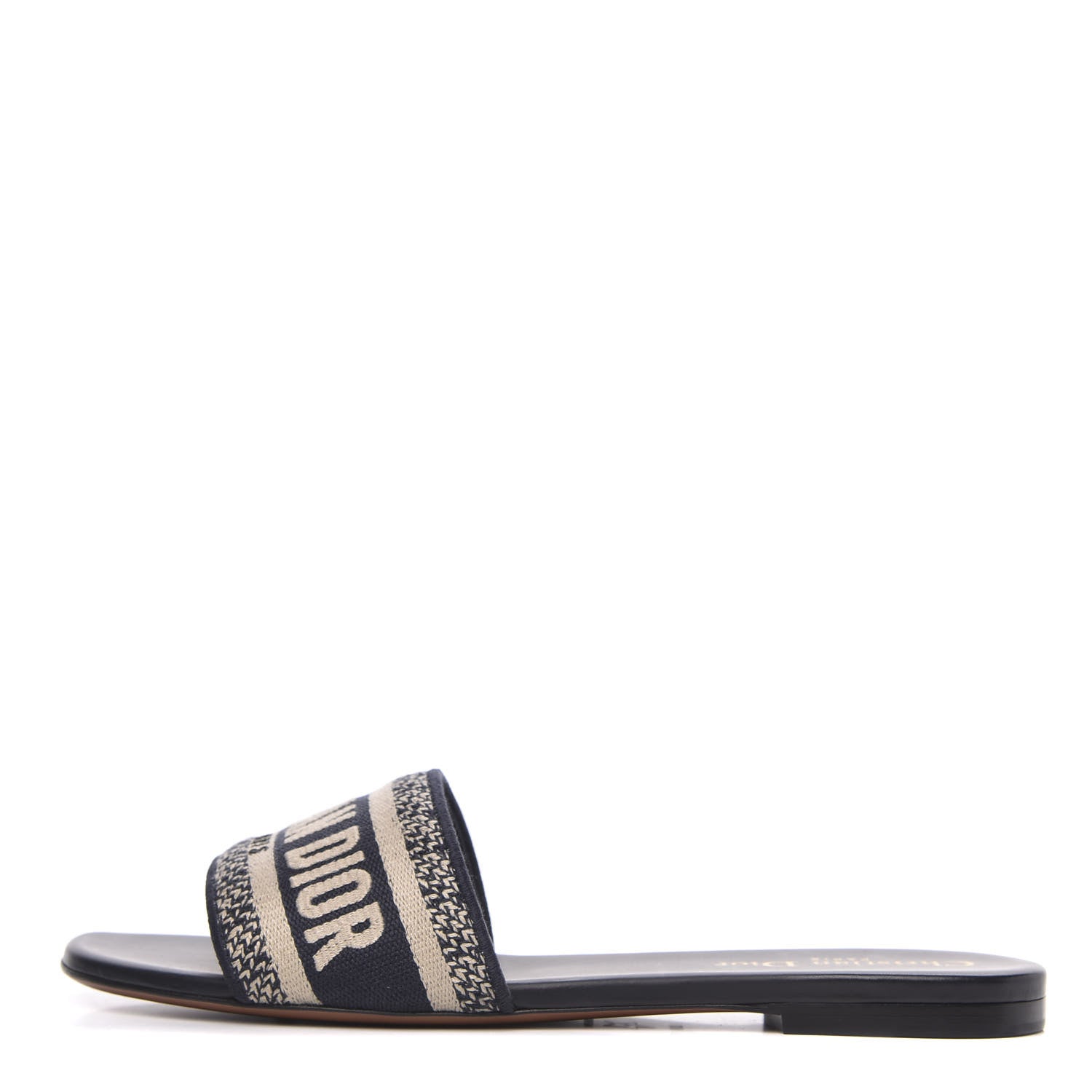 Christian Dior Canvas Embroidered Dway Mules Slide Sandals 38 Deep Blue 1 of 8