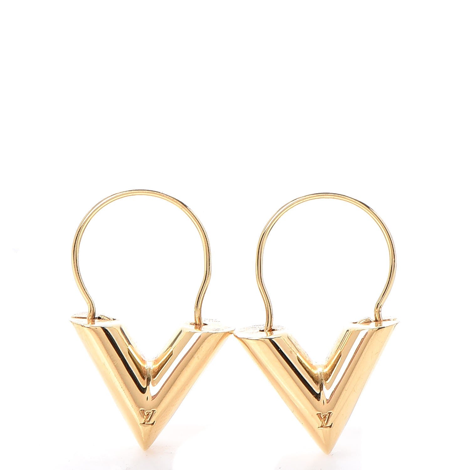 Louis Vuitton Brass Essential V Hoop Earrings Gold 1 of 6