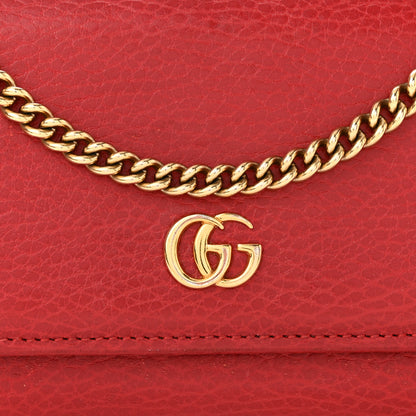 Gucci Dollar Calfskin Petite GG Marmont Wallet Chain Bag Hibiscus Red 9 of 13