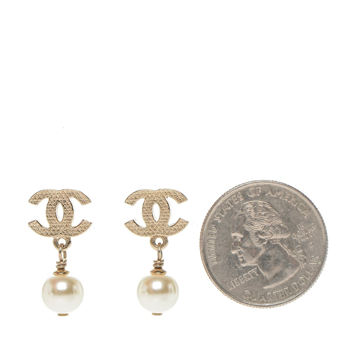 Pearl CC Drop Earrings Gold