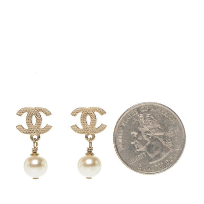 Chanel Pearl CC Drop Earrings Gold 2 of 4