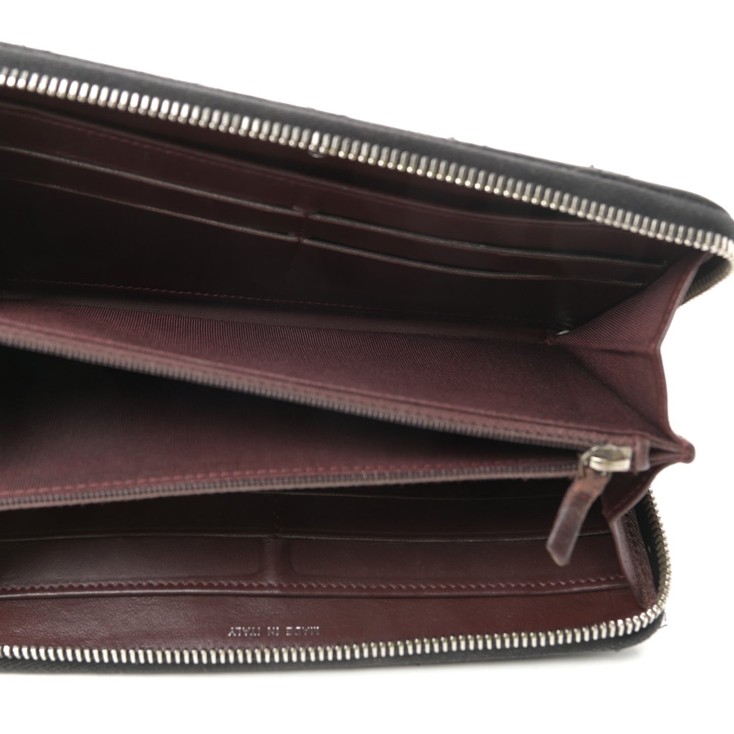 Lambskin Quilted Large Gusset Zip Around Wallet Black