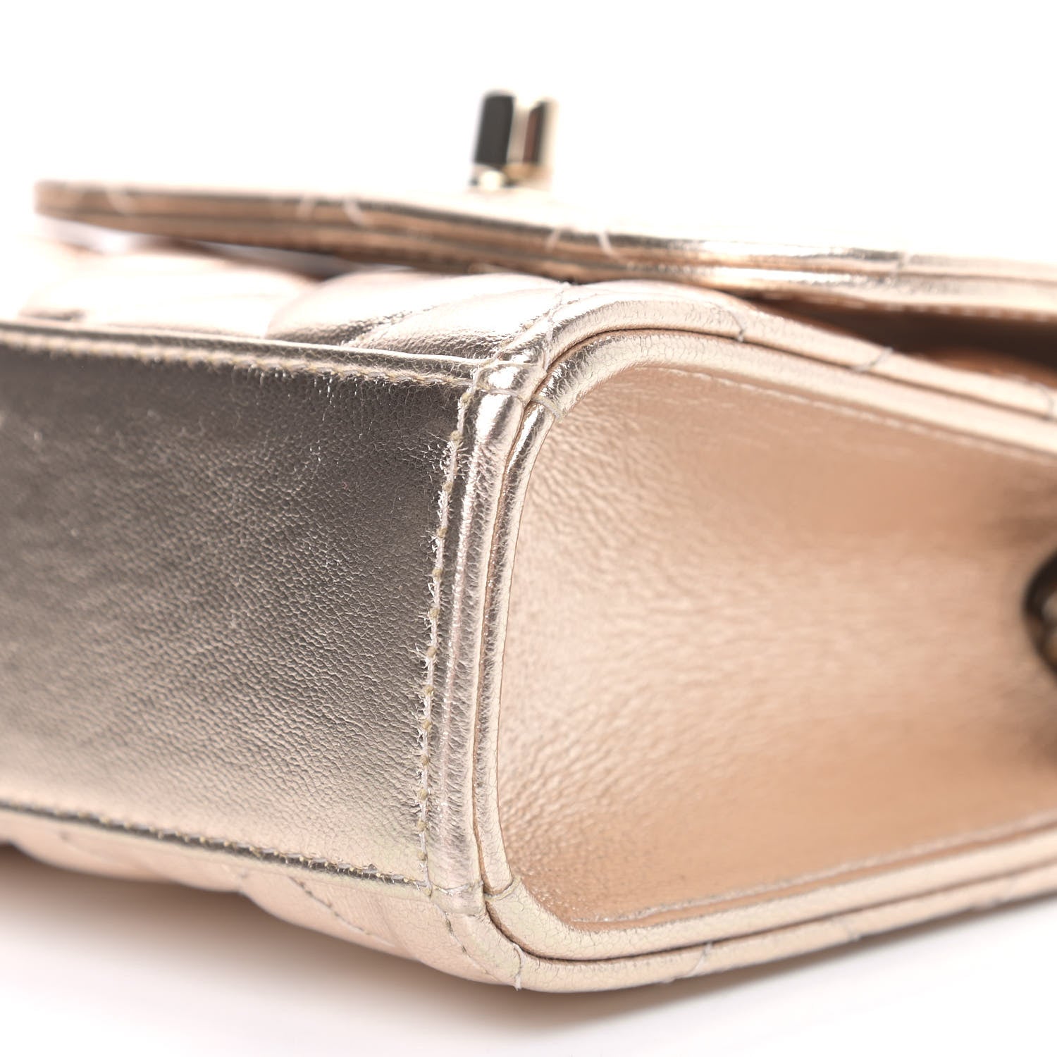 Chanel Metallic Lambskin Quilted Mini Trendy CC Clutch With Chain Gold 9 of 9