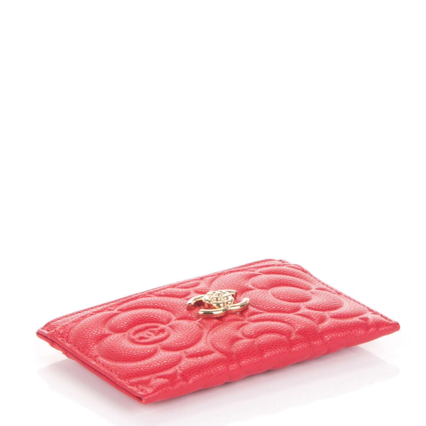 Caviar Camellia Embossed Card Holder Red