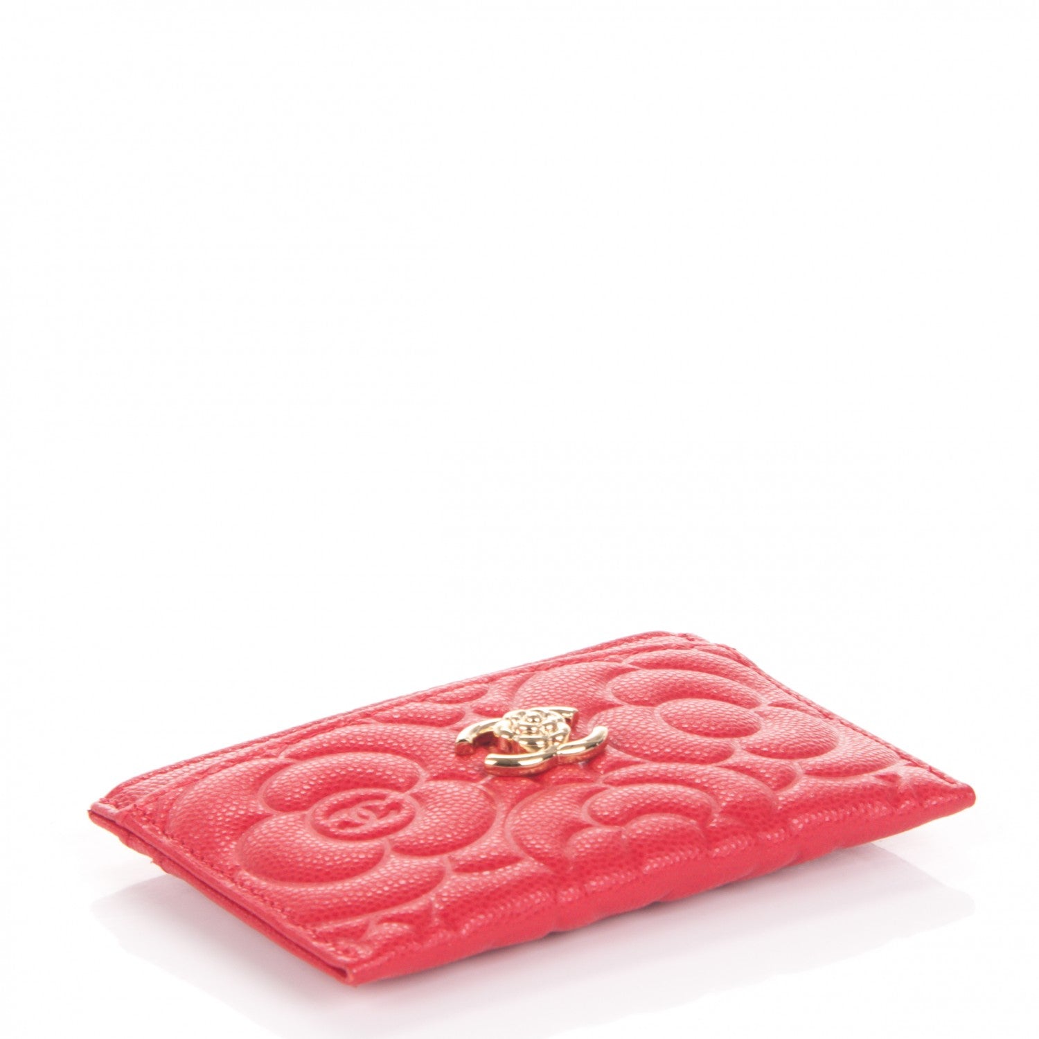 Chanel Caviar Camellia Embossed Card Holder Red 4 of 7