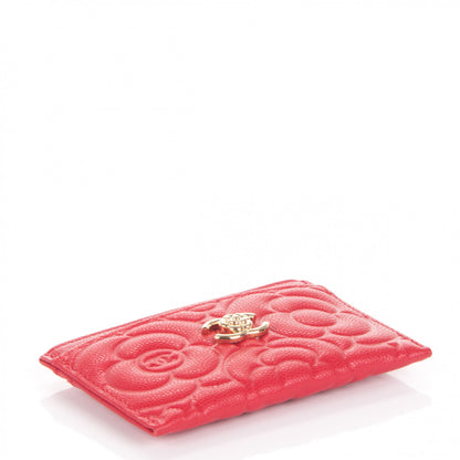Chanel Caviar Camellia Embossed Card Holder Red 4 of 7