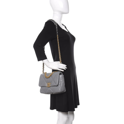Chanel Lambskin Quilted Medium Chanel 19 Flap Grey 2 of 11