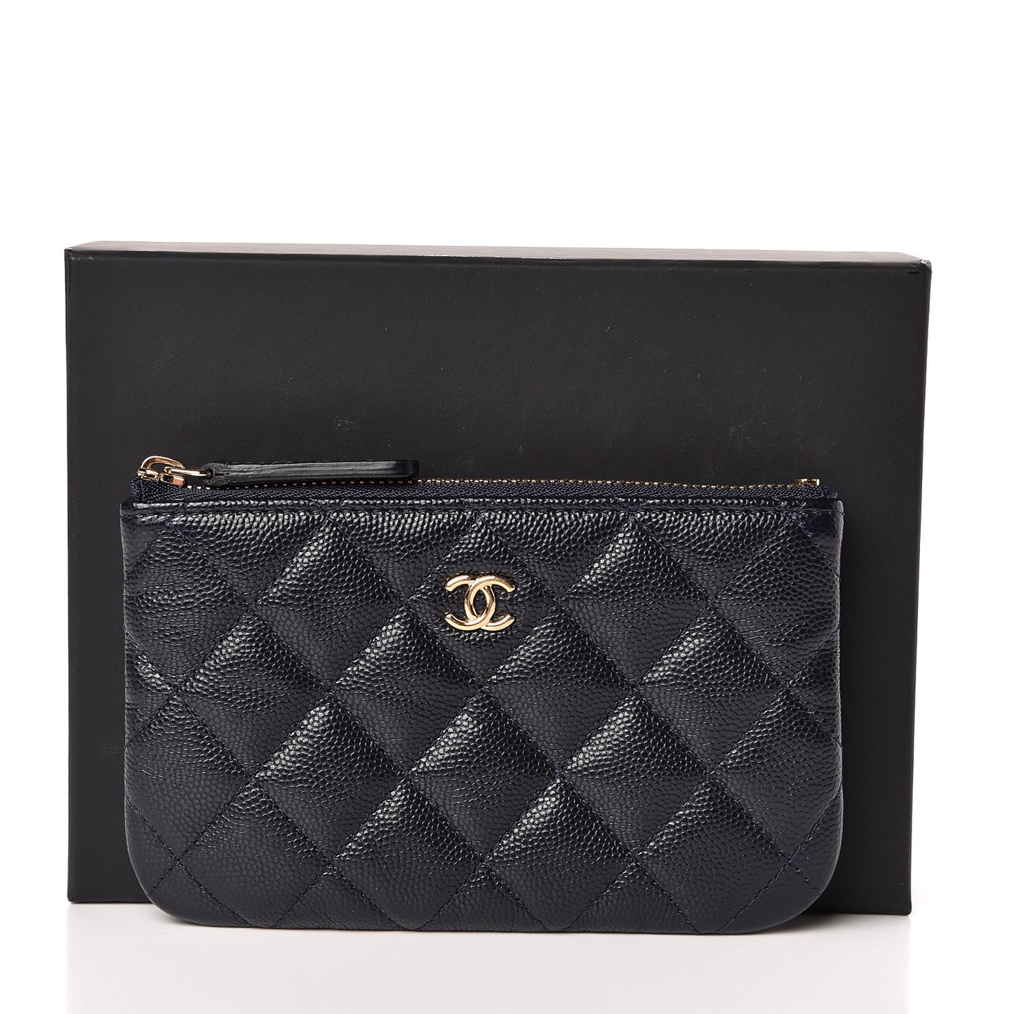 Caviar Quilted Small Cosmetic Case Navy