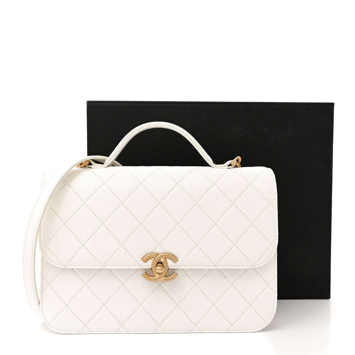 Chanel Caviar Quilted Small Top Handle Flap White 12 of 12