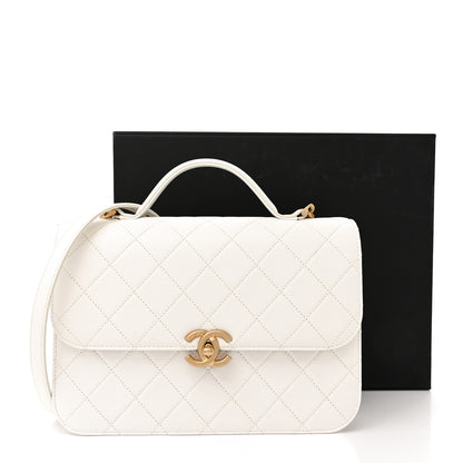 Chanel Caviar Quilted Small Top Handle Flap White 12 of 12