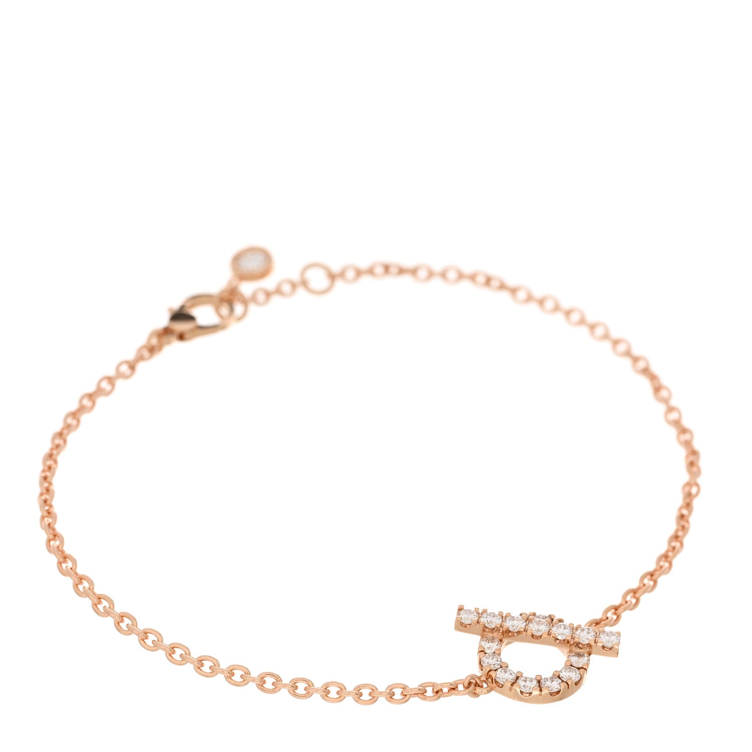 Hermes 18K Rose Gold Diamond Finesse Bracelet LG 1 of 4