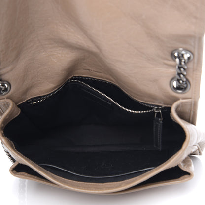 Saint Laurent Crinkled Calfskin Matelasse Monogram Medium Niki Chain Satchel Light Taupe 4 of 9
