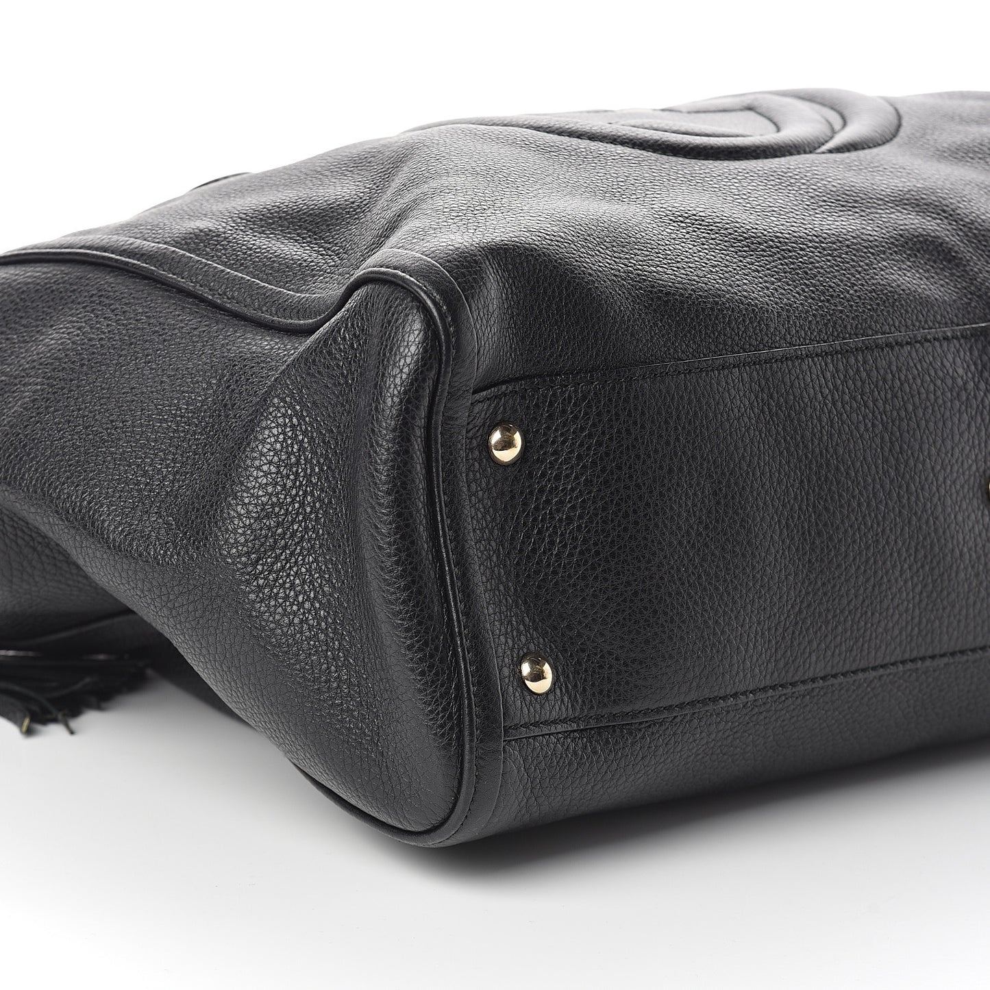 Pebbled Calfskin Large Soho Top Handle Bag Black