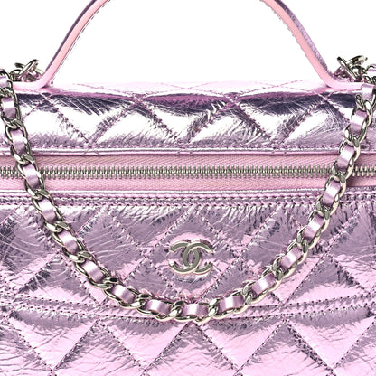 Chanel Metallic Calfskin Quilted Slim Vanity With Chain Pink 8 of 11
