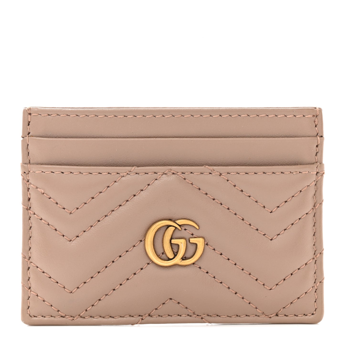 Calfskin Matelasse GG Marmont Card Holder Porcelain Rose