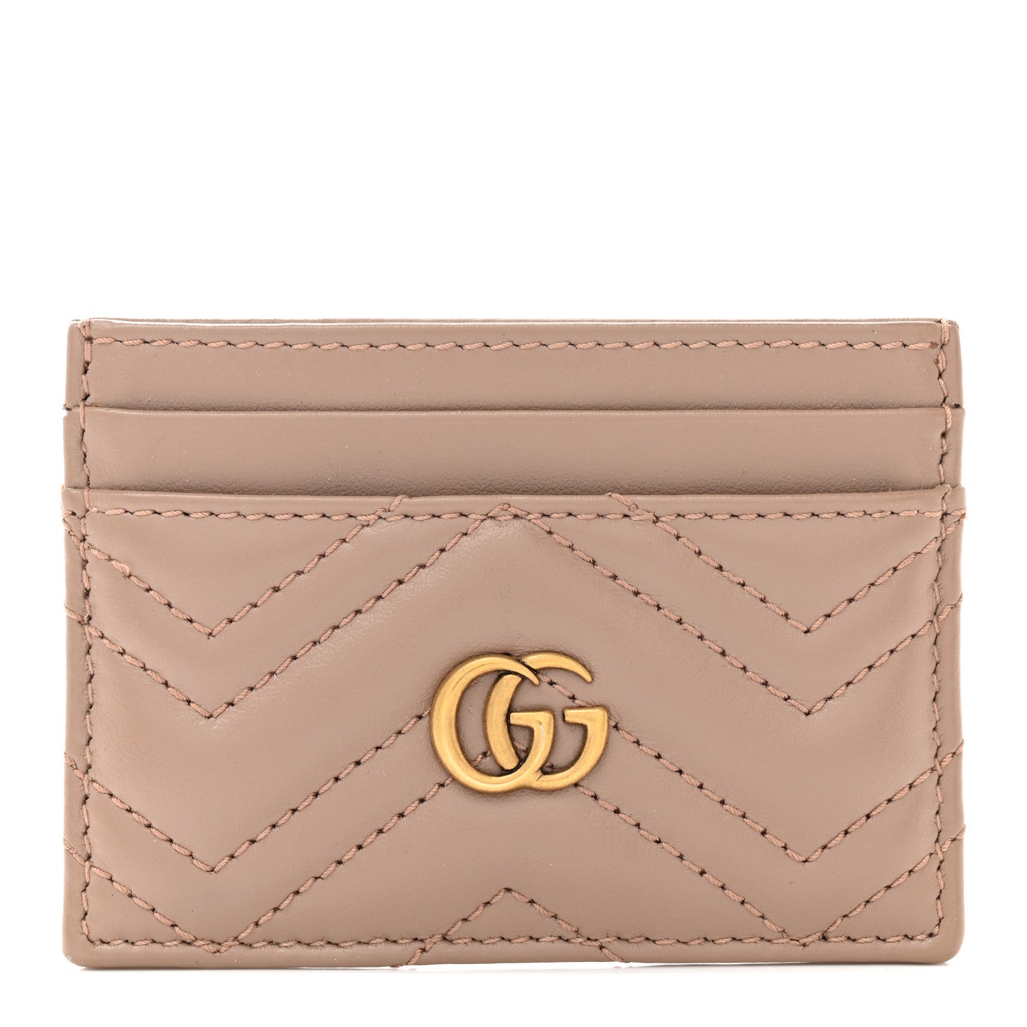 Gucci Calfskin Matelasse GG Marmont Card Holder Porcelain Rose 1 of 6