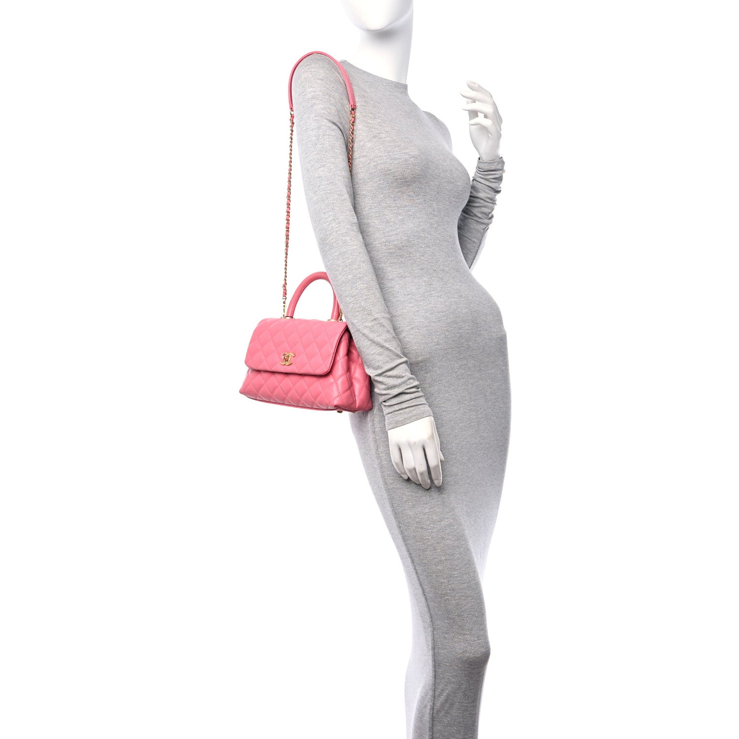 Chanel Caviar Lizard Embossed Quilted Mini Coco Handle Flap Pink 2 of 10
