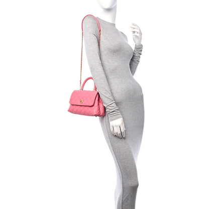 Chanel Caviar Lizard Embossed Quilted Mini Coco Handle Flap Pink 2 of 10