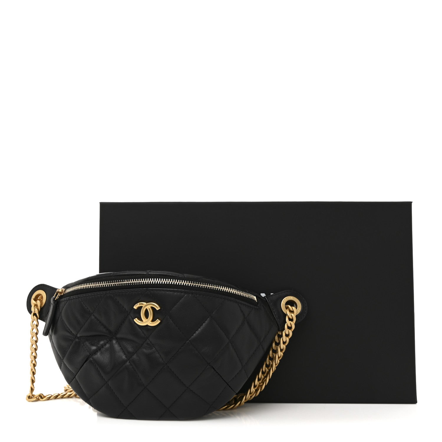 Chanel Lambskin Quilted Camellia Belt Bag Black 11 of 11