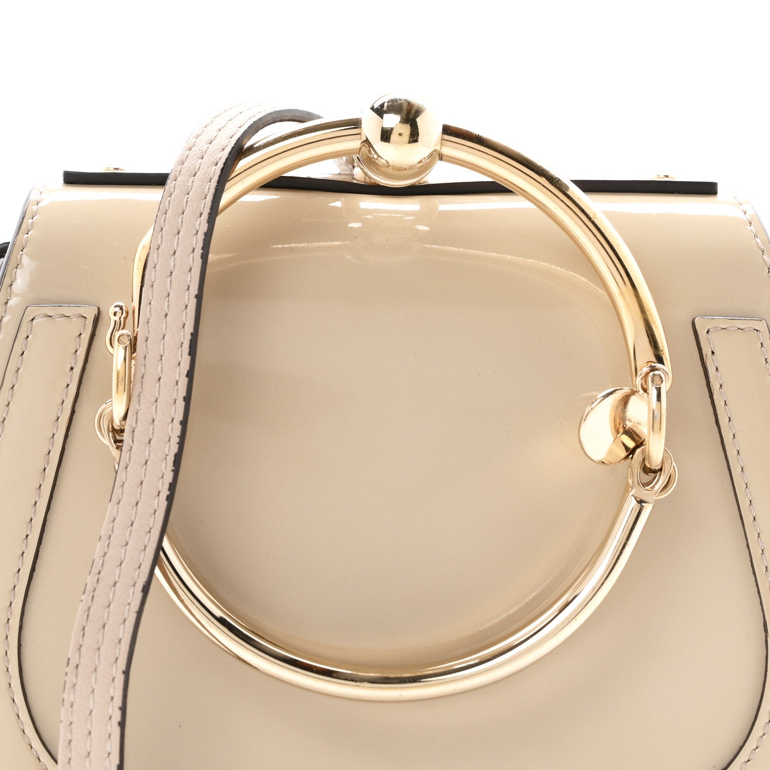 Chloe Patent Suede Small Nile Bracelet Bag Off White 8 of 10