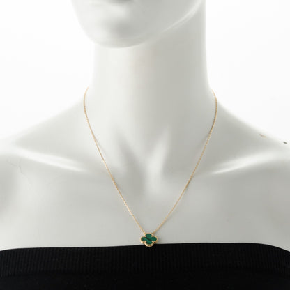 Van Cleef & Arpels 18K Yellow Gold Malachite Vintage Alhambra Pendant Necklace 2 of 5