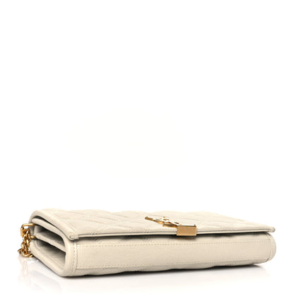 Saint Laurent Lambskin Diamond Quilted Becky Chain Wallet Blanc Vintage 4 of 10