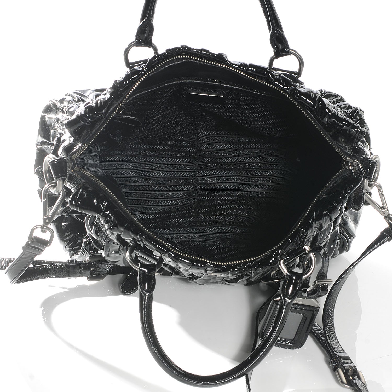 Prada Vernice Gaufre Tote Black 6 of 9