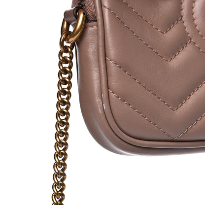 Gucci Calfskin Matelasse Mini GG Marmont Chain Crossbody Bag Porcelain Rose 13 of 14